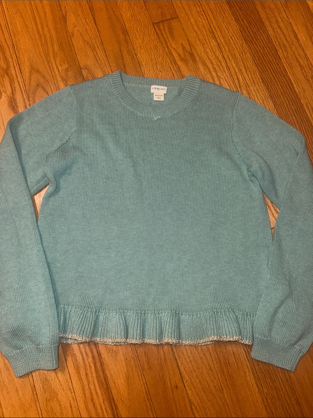 Crewcuts Teal Ruffle-Hem Sweater NWOT